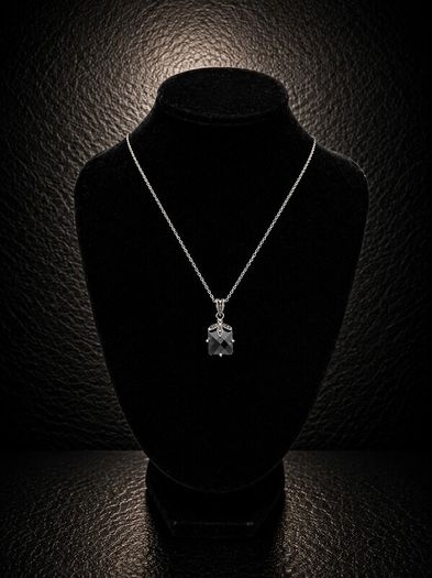 Vintage 925 Sterling Silver, Marcasite & Black Spinel Gothic Necklace