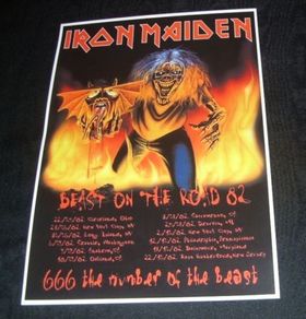 Iron Maiden Concert Poster Beast On The Road Tour '82 A3 Size repro