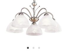 Milanese 5Lt Pendant Light - Antique Brass Metal & Alabaster Glass
