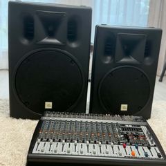 PA Sound System  Behringer PMP6000 Mixer  2 T.Box Speakers