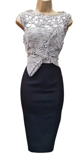 Karen Millen Elegant Tweed Dress with Textured Bodice