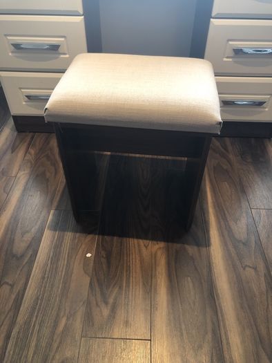 Cream and walnut vanity dresser with mirror