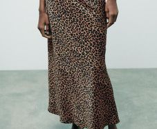 Satin Animal Print Maxi Skirt New