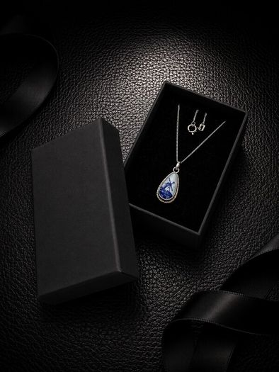 Vinage 835 Silver Delft Ceramic Necklace