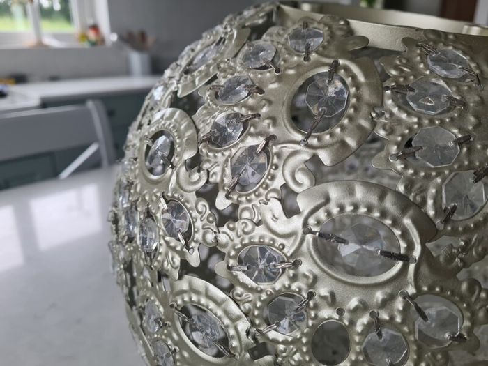 Metal and crystal lampshade