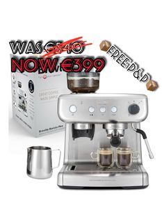 NEW SALE | Barista Max Espresso Machine | Latte & Cappuccino Coffee Maker with Integrated Bean Grinder & Steam Wand | 2.8 L Water Tank | 15 Bar Italian Pump
