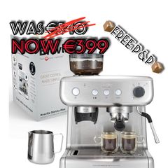 NEW SALE | Barista Max Espresso Machine | Latte & Cappuccino Coffee Maker with Integrated Bean Grinder & Steam Wand | 2.8 L Water Tank | 15 Bar Italian Pump