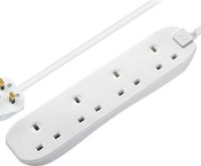 Masterplug Four Socket Extension Lead, 5 Metre Cable, Unswitched, 4-Way Plug Extension Cable, Power Strip, Basic Power, White, 13A, 4G, 5m, BFG5N