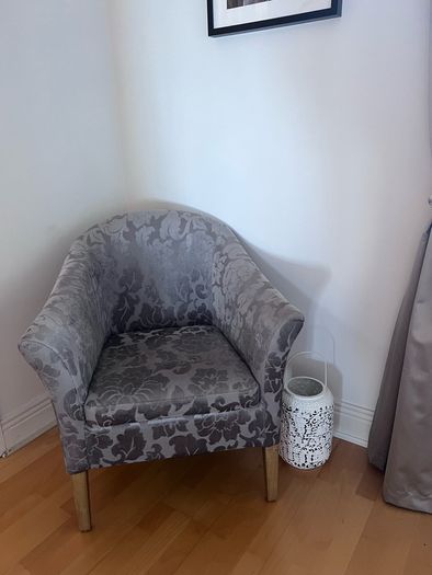 Grey Flower Patterned Armchair