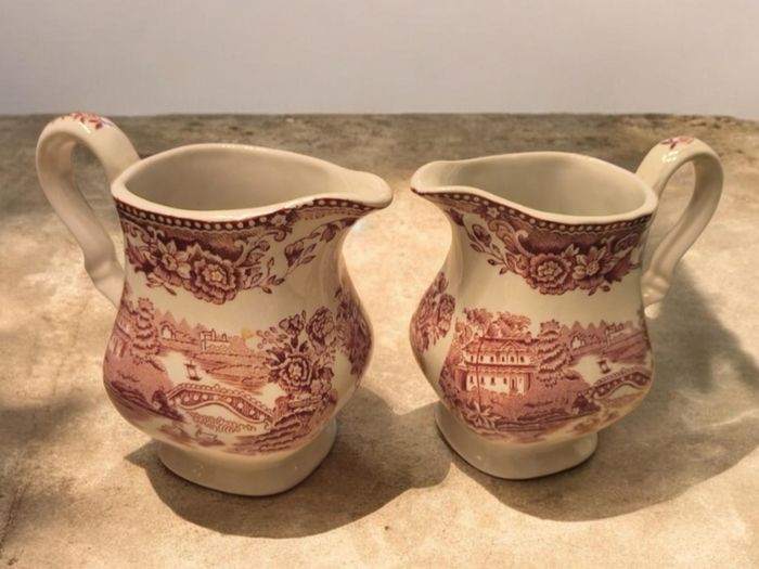 Pair of Vintage Myott Tonquin Pink Pitchers