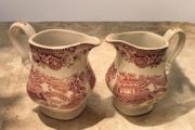Pair of Vintage Myott Tonquin Pink Pitchers