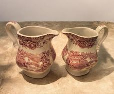 Pair of Vintage Myott Tonquin Pink Pitchers
