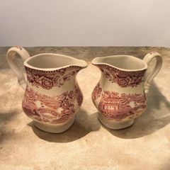 Pair of Vintage Myott Tonquin Pink Pitchers