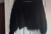 Black shaggy cardigan. size 8