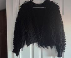 Black shaggy cardigan. size 8