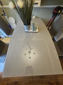 grey glass top dining table (Extendable