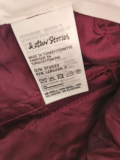 & Other Stories burgundy wool blend wide legged trousers office siren smart Size 12-14