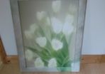 wooden framed picture of tulips