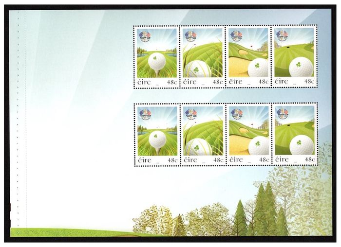 2006 Ireland Ryder Cup Matches Stamp Booklet Mint Never Hinged (MNH). Hibernian HB132.  Scanned images of panes included but item is compete booklet