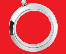 Silver tone floating memorial locket pendant