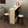 3-pc. Bar set, Bar table with foldable tabletop, 2 bar stools, 6 storage compartments, black+oak, 116 x 70 x 89.5 cm Image 5