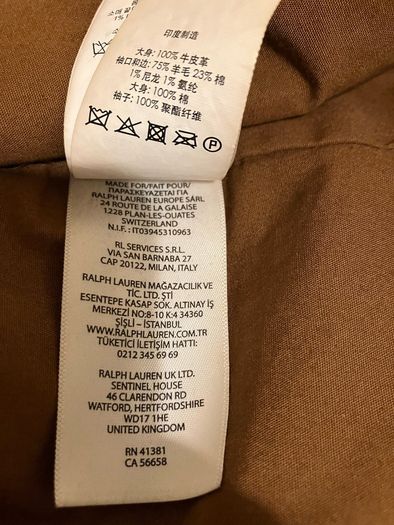 Ralph Lauren G1 Cowhide Flight Bomber Leather Jacket