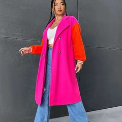 Plus Size Colour Block Coat