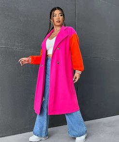 Plus Size Colour Block Coat