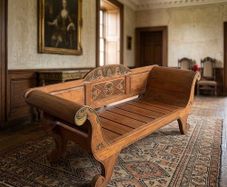 Extremely Rare Antique Javanese / Dutch Colonial Teak Daybed / Settee Bench