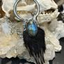 1 Soldered Flashy Blue Labradorite Crystal with Mummified Badger Paw Pendant Talisman Witchy Spiritual Amulet Image 3