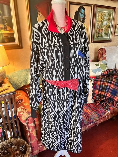 Vintage 80s/90s Jennifer Moore Abstract Geometric Knit Dress - Size 20