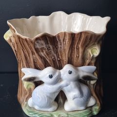 Vintage Hornsea Planter Flower Pot Kissing Bunnys