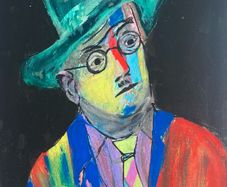 Original James Joyce Portrait in Abstract Painting by Artist