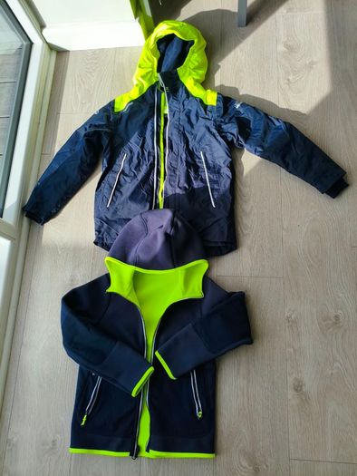 Tribord 3-in-1 kids jacket - navy and neon yellow 8 yrs