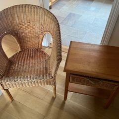 wicker chair and side table