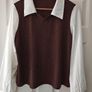 DAZY Colorblock Lantern Sleeve 2 In 1 Top,Fall Clothes Long Image 4