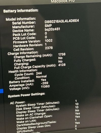 2020 Apple Macbook Pro A2289 13" I5 16gb Ram 256gb Ssd