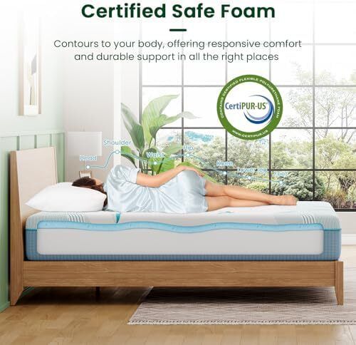 Double Mattress, 20CM Ocean-Inspired Double Memory Foam Mattress with Cooling Gel Foam and Breathable Mesh - Medium Firm, 135x190x20cm