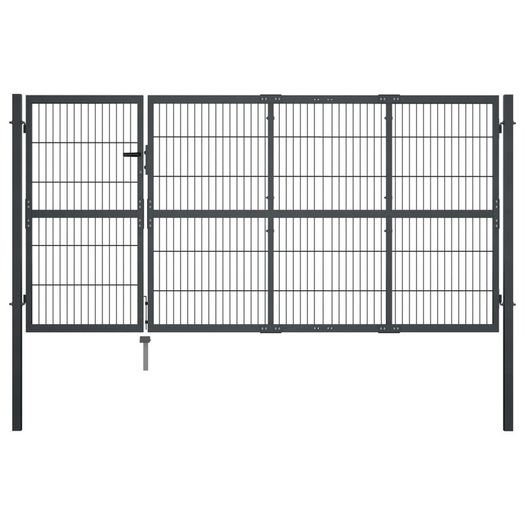 Garden Gate with Posts Steel 350x120 cm Anthracite