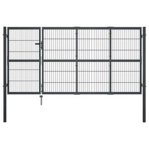 Garden Gate with Posts Steel 350x120 cm Anthracite