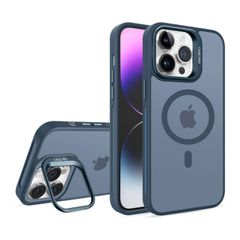 For Apple iPhone 16 Plus Skin-Feel Camera Holder Magsafe Case Blue