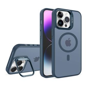 For Apple iPhone 16 Plus Skin-Feel Camera Holder Magsafe Case Blue