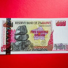 Zimbabwe  500 Dollars  2001   PICK  10  Verified Under Uv Light.  ( Uncirculated )