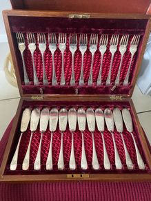 Antique 24 Piece Boxed Fish Set