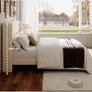 Double Bed Frame with Headboard, Velvet Geometric Tufted Upholstered Platform Bed Frames, Contemporary Mattress Foundation, No Box Spring Needed, Noise Free, Easy Assembly, Beige Image 5
