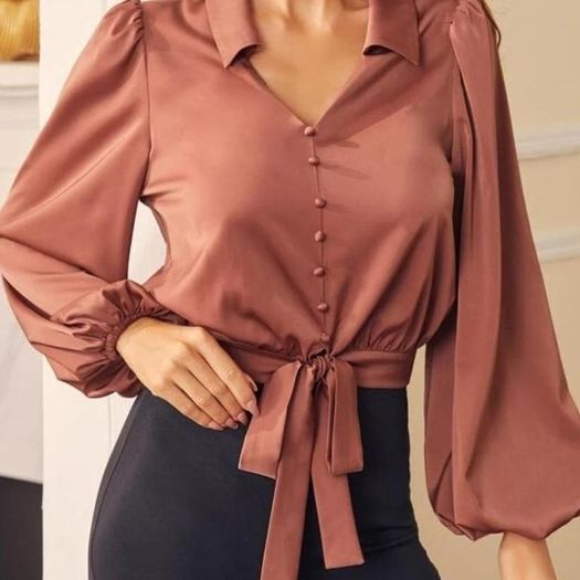 Satin Blouse Rust/Brown