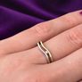 Vintage 9ct gold wave ring with diamond, new old stock Image 3