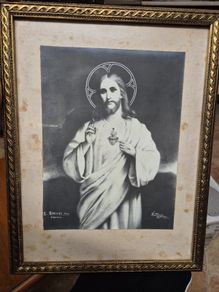 Unique Item. Vintage Secret Heart of Jesus Rare Religious Print