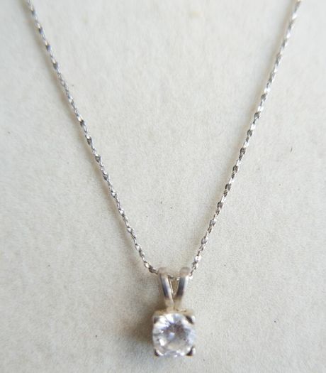 Vintage Sterling Silver 925 Cubic Zirconia Pendant Necklace - length 18" - 2,3g