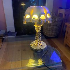 Skull lamp with spine .